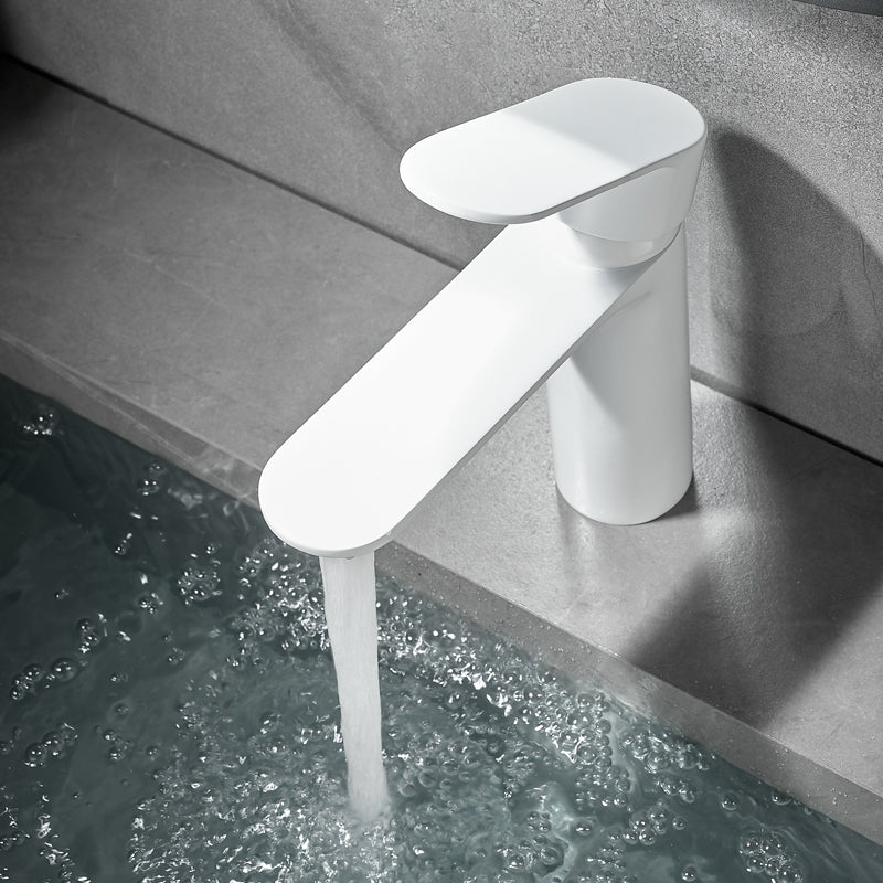 Bathroom Sink Faucet Lever Handle Brass Solid Color Washroom Faucet