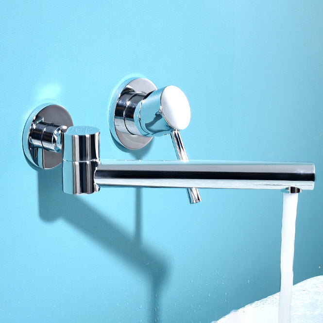 Light Luxury Wall Mounted Bathroom Faucet Lever Handle Sink Faucet
