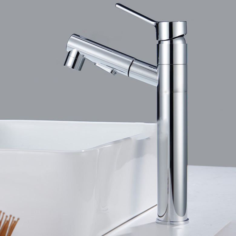 Bathroom Faucet Pull-out Lever Handle Single Hole Washroom Faucet