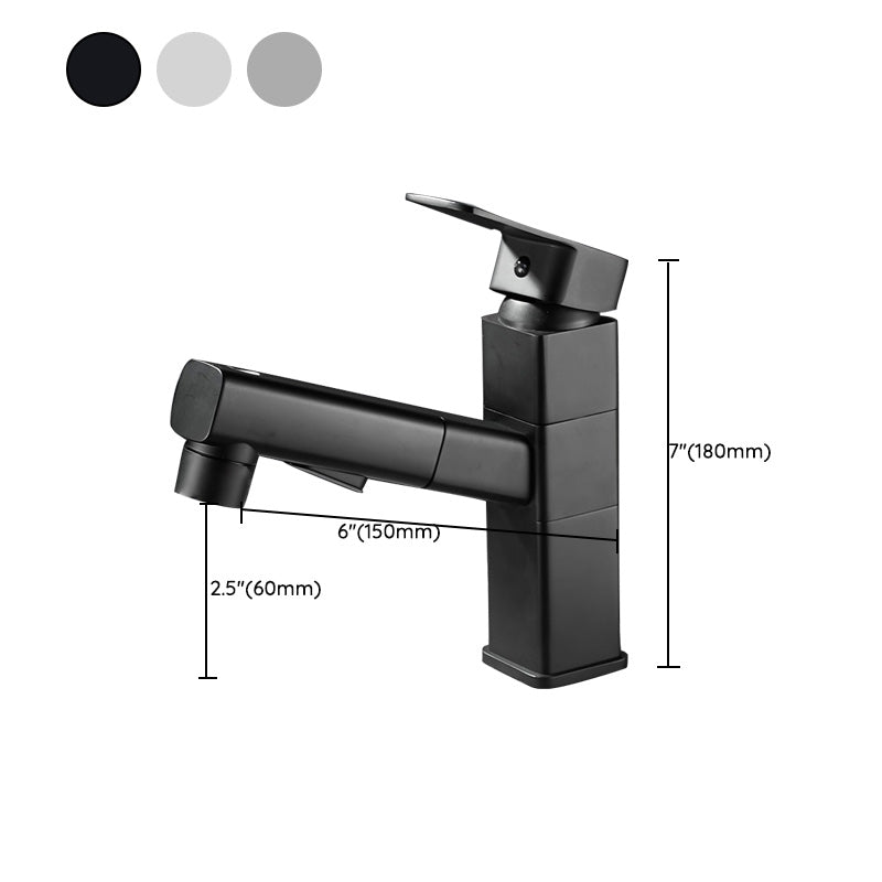 Bathroom Faucet Pull-out Lever Handle Single Hole Washroom Faucet