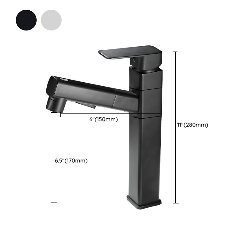Bathroom Faucet Pull-out Lever Handle Single Hole Washroom Faucet