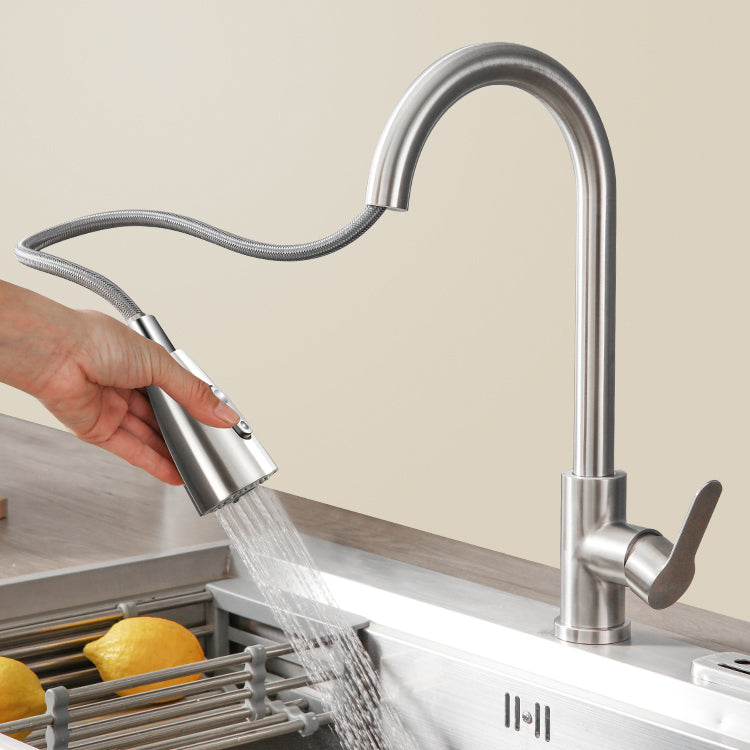 Modern Kitchen Faucet Pure Color Stainless Steel Kitchen Faucet