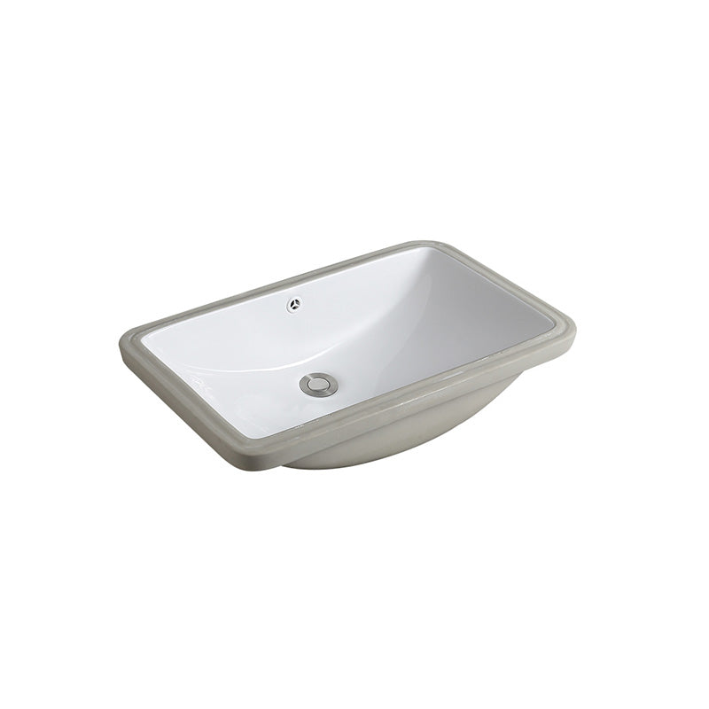 Traditional Undermount Vanity Sink Rectangular Porcelain with Pop-Up Drain Basin Sink