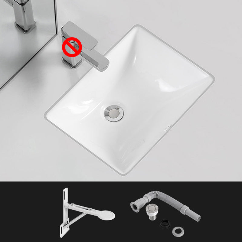Traditional Undermount Vanity Sink Rectangular Porcelain with Pop-Up Drain Basin Sink