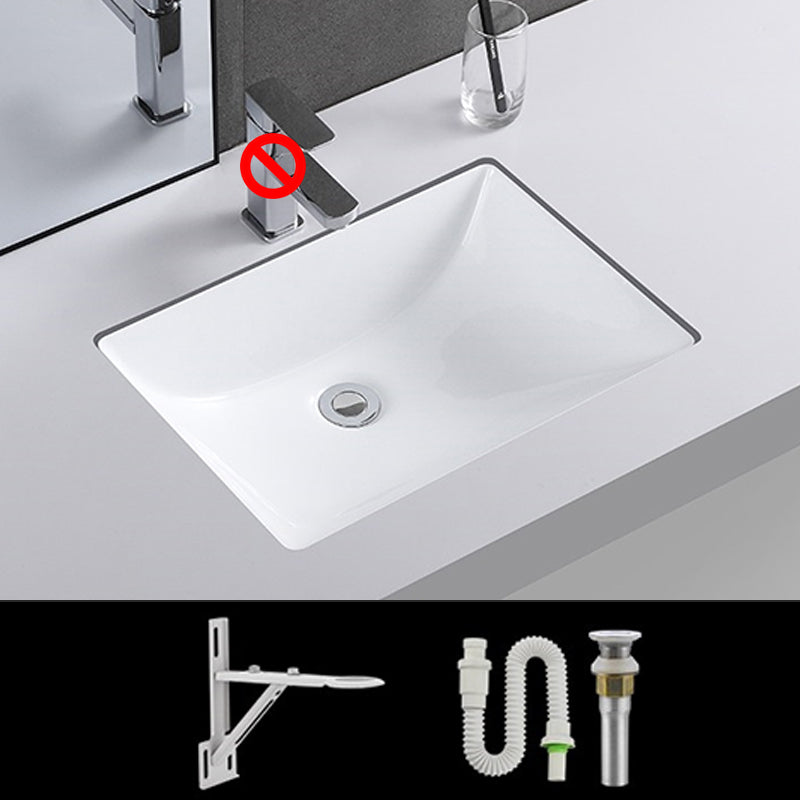 Traditional Undermount Vanity Sink Rectangular Porcelain with Pop-Up Drain Basin Sink