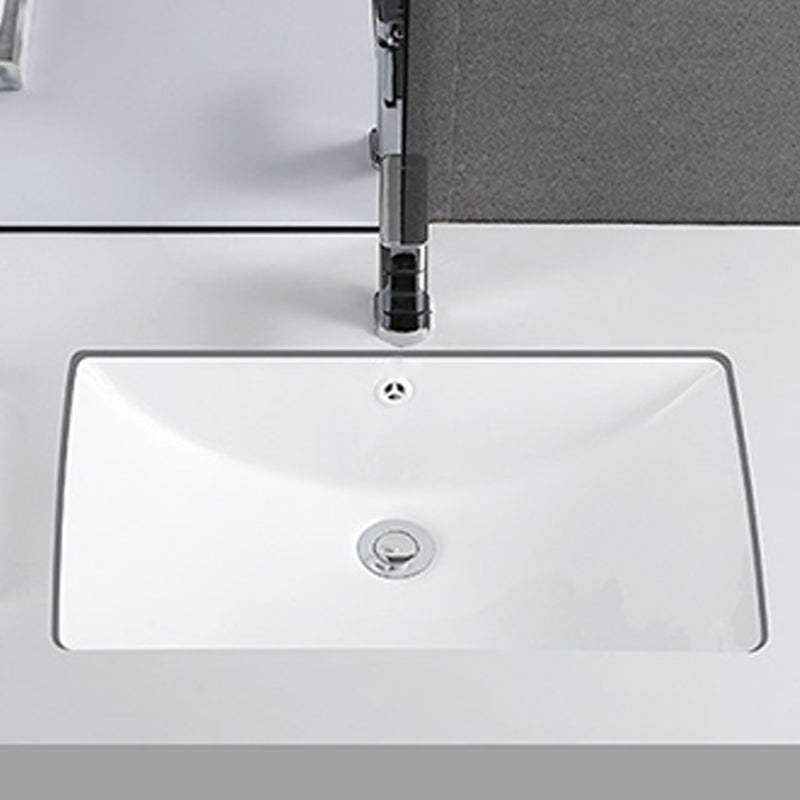 Traditional Undermount Vanity Sink Rectangular Porcelain with Pop-Up Drain Basin Sink