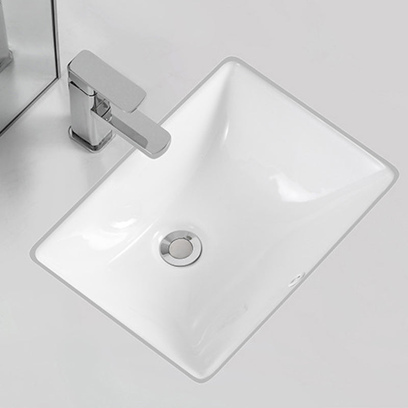 Traditional Undermount Vanity Sink Rectangular Porcelain with Pop-Up Drain Basin Sink