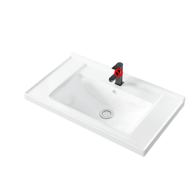 Basic Bathroom Sink Overflow Hole White Vessel Lavatory Sink (Not Included Faucet)