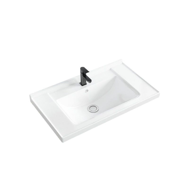 Basic Bathroom Sink Overflow Hole White Vessel Lavatory Sink (Not Included Faucet)