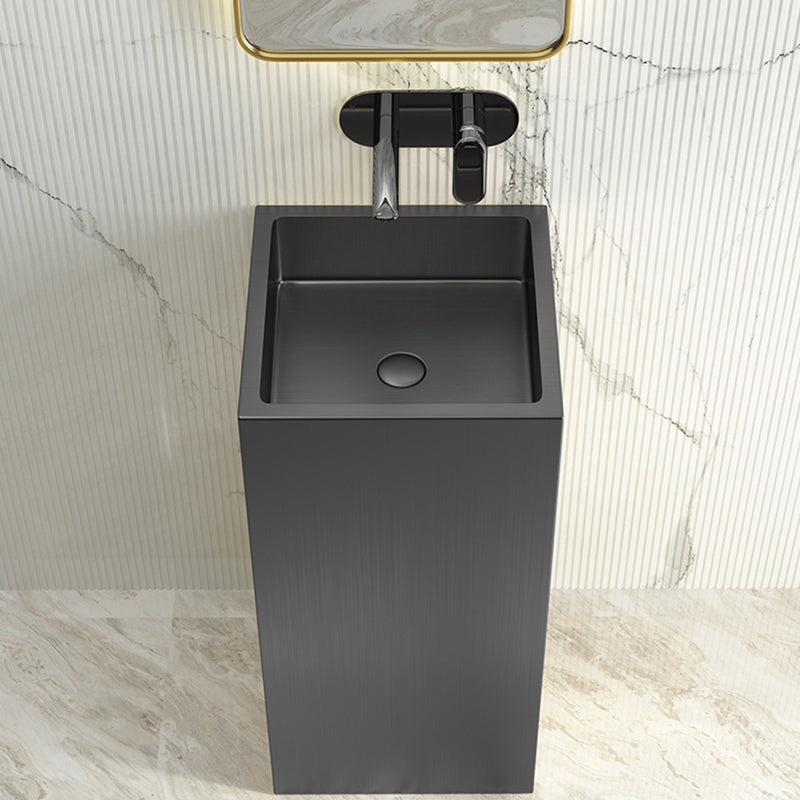 Contemporary Round Wash Stand Stainless Steel Metal Undermount Bathroom Sink