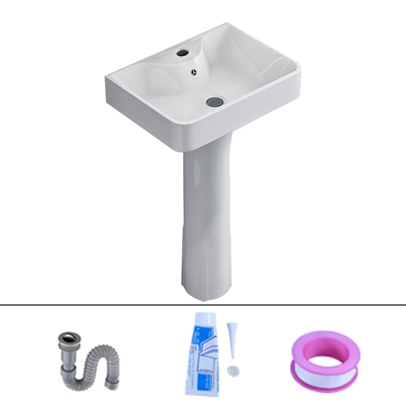 Square Pedestal Sink Ceramic Metal Ground Installation Bathroom Sink