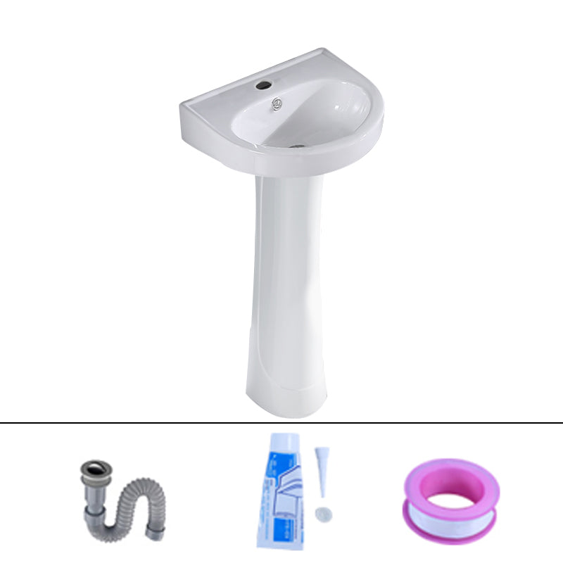 Square Pedestal Sink Ceramic Metal Ground Installation Bathroom Sink