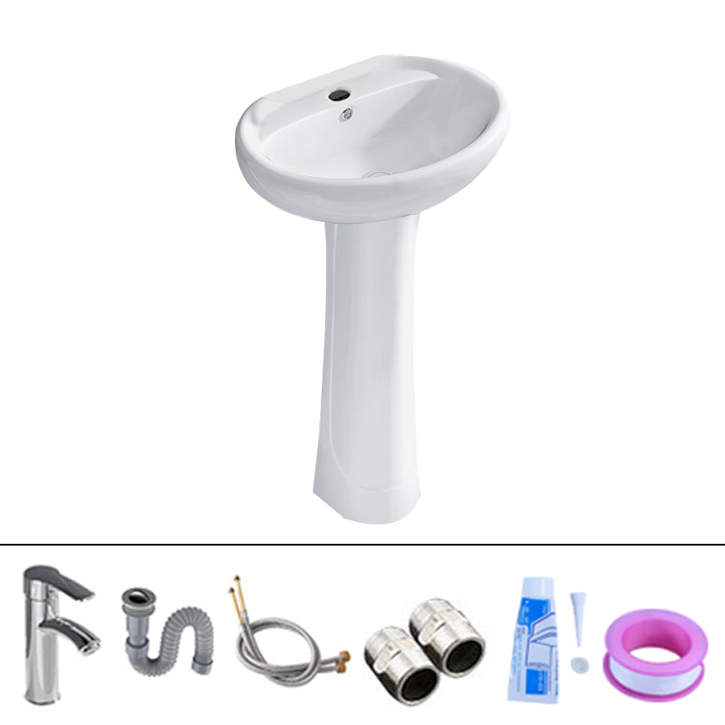 Square Pedestal Sink Ceramic Metal Ground Installation Bathroom Sink