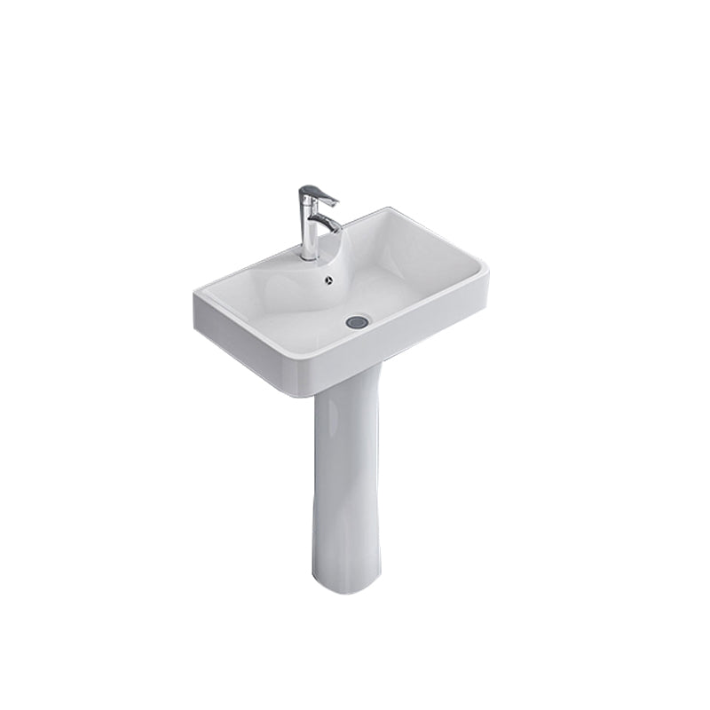 Square Pedestal Sink Ceramic Metal Ground Installation Bathroom Sink