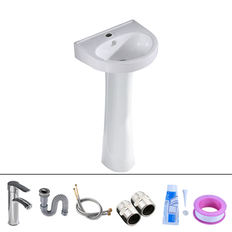 Square Pedestal Sink Ceramic Metal Ground Installation Bathroom Sink