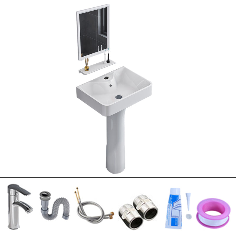 Square Pedestal Sink Ceramic Metal Ground Installation Bathroom Sink