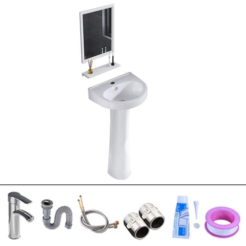 Square Pedestal Sink Ceramic Metal Ground Installation Bathroom Sink