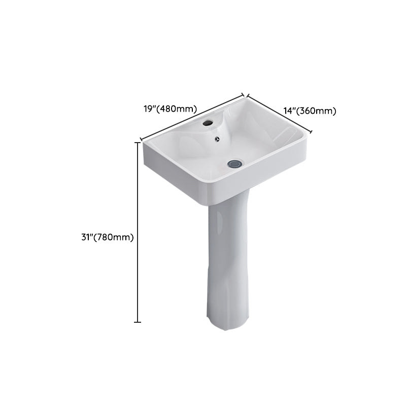 Square Pedestal Sink Ceramic Metal Ground Installation Bathroom Sink