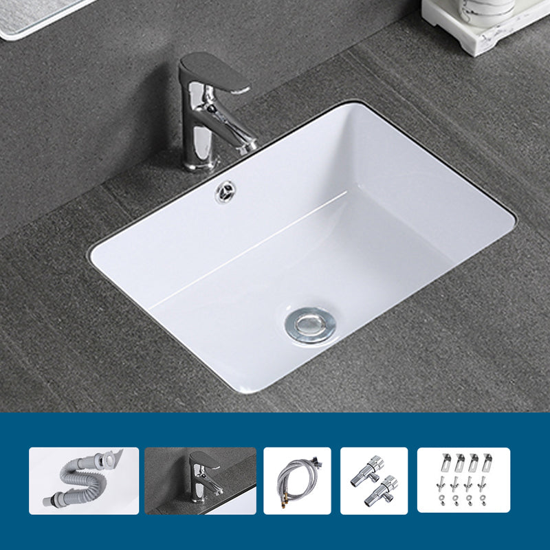 Modern Bathroom Sink Rectangular Vessel Lavatory Sink Pop-Up Drain