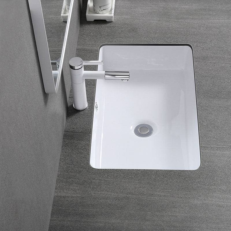 Modern Bathroom Sink Rectangular Vessel Lavatory Sink Pop-Up Drain