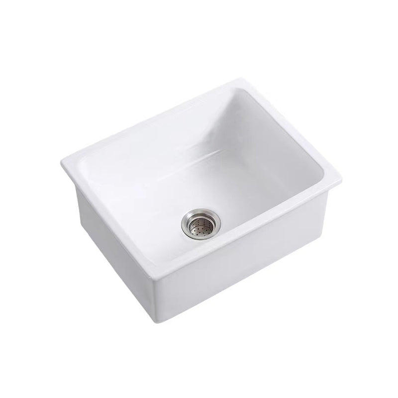 Farm Style Bathroom Sink Ceramic Rectangular Washroom Sink with Faucet