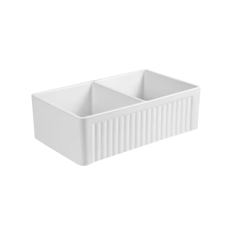 Farm Style Bathroom Sink Ceramic Rectangular Washroom Sink with Faucet