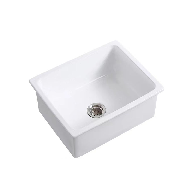 Farm Style Bathroom Sink Ceramic Rectangular Washroom Sink with Faucet