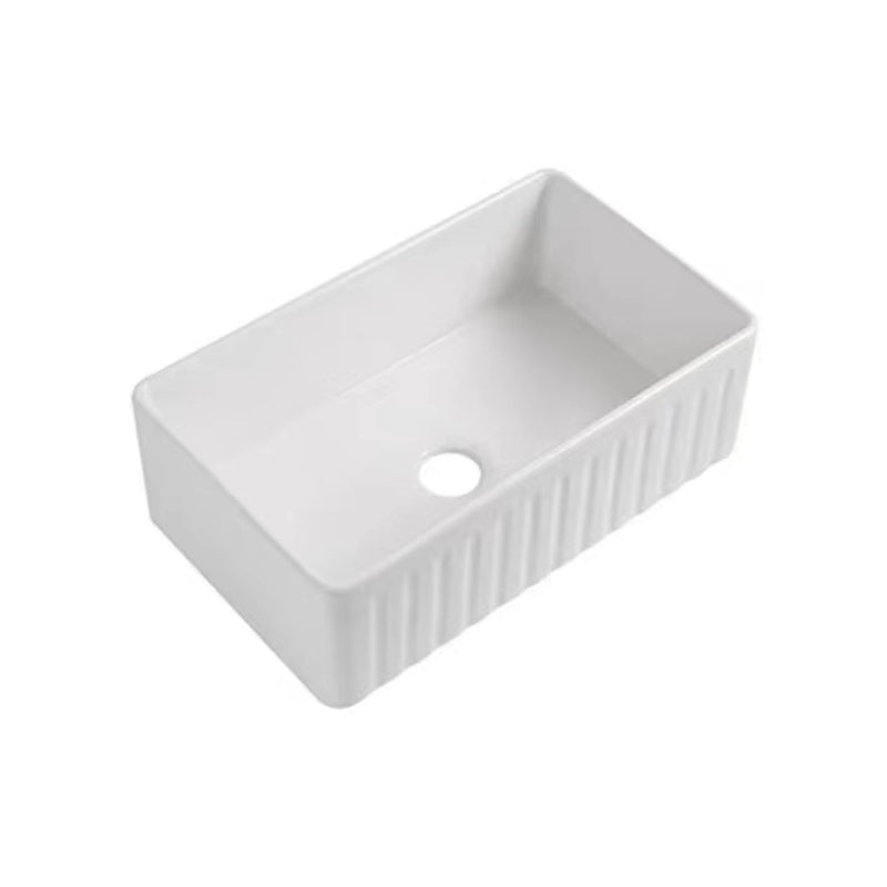 Farm Style Bathroom Sink Ceramic Rectangular Washroom Sink with Faucet