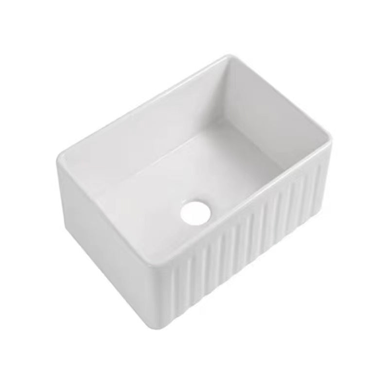 Farm Style Bathroom Sink Ceramic Rectangular Washroom Sink with Faucet