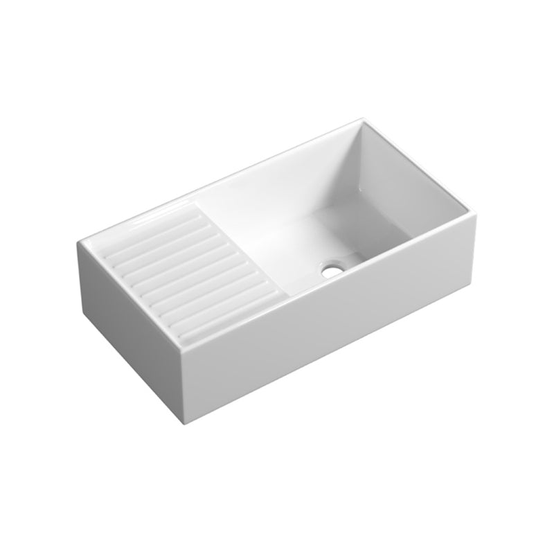 Farm Style Bathroom Sink Ceramic Rectangular Washroom Sink with Faucet