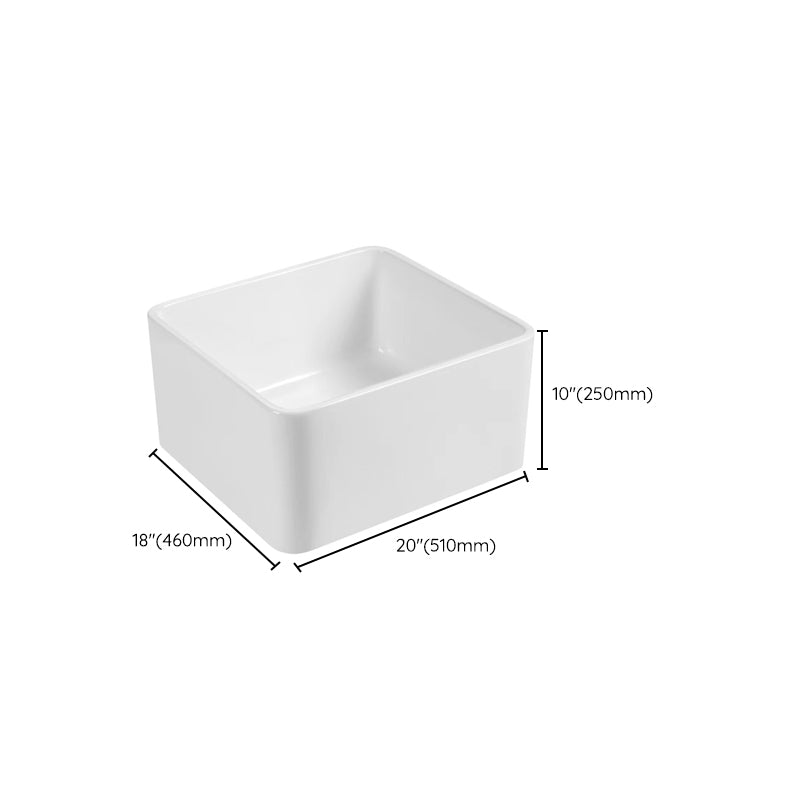 Farm Style Bathroom Sink Ceramic Rectangular Washroom Sink with Faucet