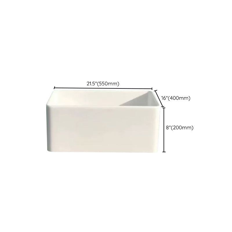 Farm Style Bathroom Sink Ceramic Rectangular Washroom Sink with Faucet