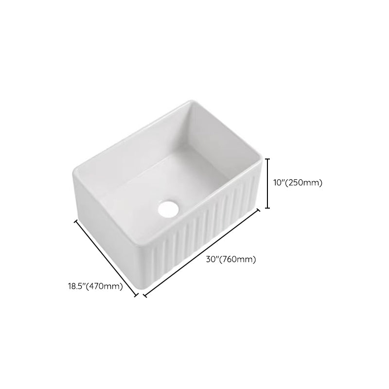 Farm Style Bathroom Sink Ceramic Rectangular Washroom Sink with Faucet