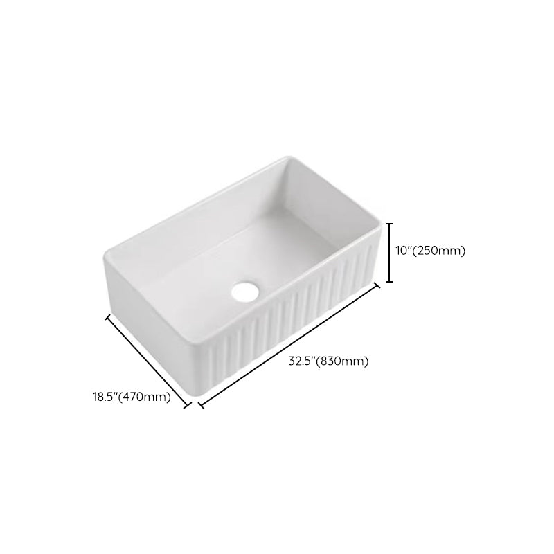 Farm Style Bathroom Sink Ceramic Rectangular Washroom Sink with Faucet