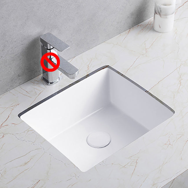 Traditional Undermount Bathroom Sink Porcelain Rectangular with Basin Basin Sink Only