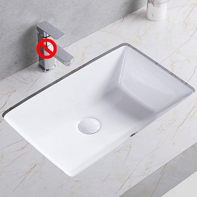 Traditional Undermount Bathroom Sink Porcelain Rectangular with Basin Basin Sink Only