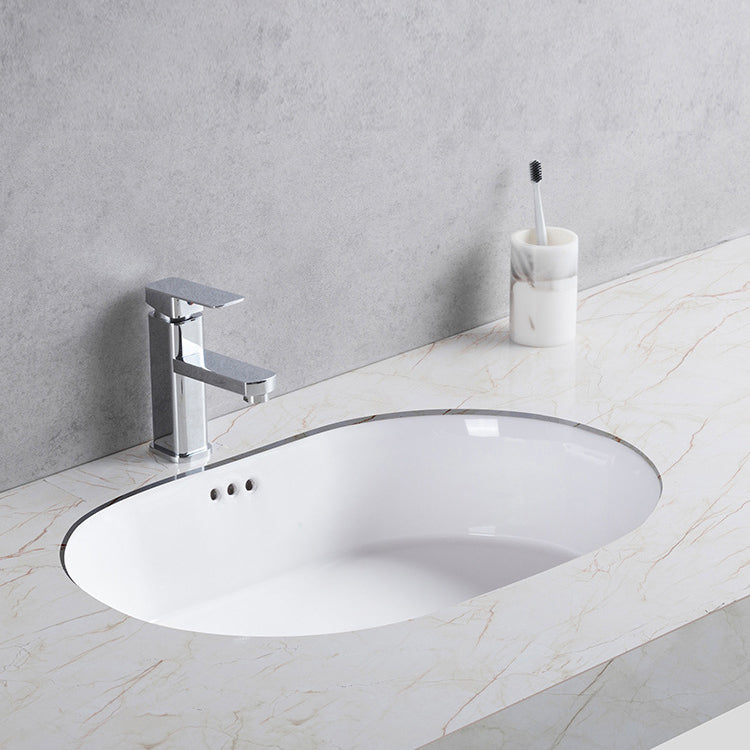 Traditional Undermount Bathroom Sink Porcelain Rectangular with Basin Basin Sink Only