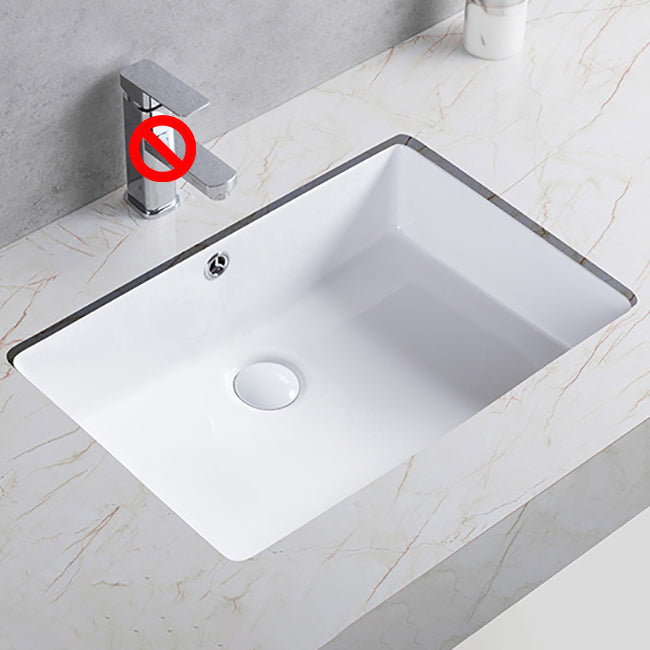 Traditional Undermount Bathroom Sink Porcelain Rectangular with Basin Basin Sink Only