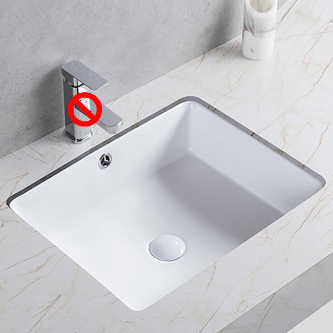 Traditional Undermount Bathroom Sink Porcelain Rectangular with Basin Basin Sink Only