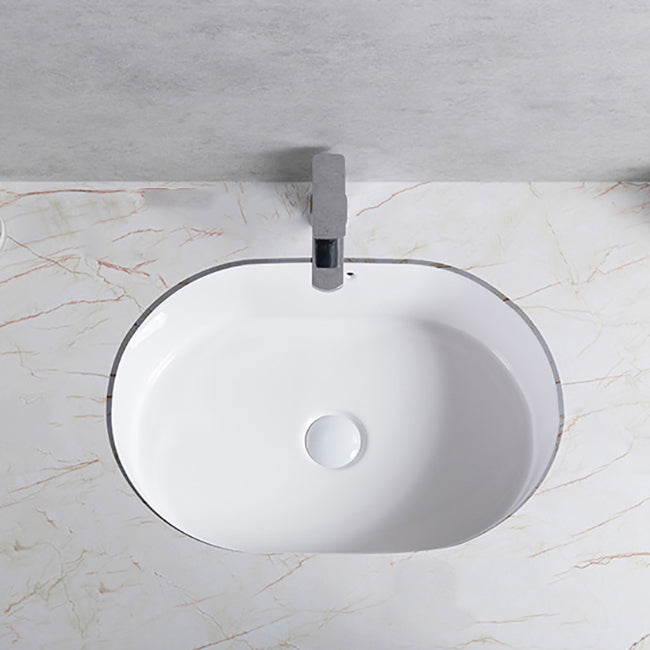 Traditional Undermount Bathroom Sink Porcelain Rectangular with Basin Basin Sink Only
