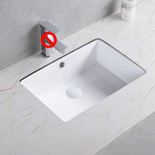 Traditional Undermount Bathroom Sink Porcelain Rectangular with Basin Basin Sink Only