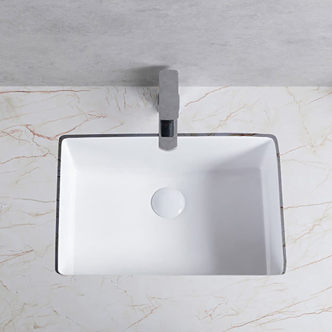 Traditional Undermount Bathroom Sink Porcelain Rectangular with Basin Basin Sink Only