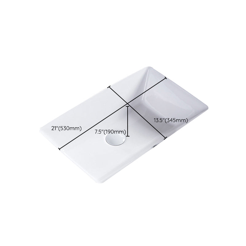 Traditional Undermount Bathroom Sink Porcelain Rectangular with Basin Basin Sink Only