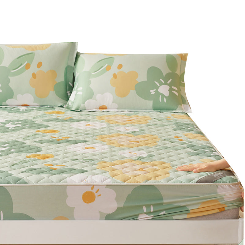 Floral Print Fitted Sheet Modern Spring Cotton Bed Sheet Set