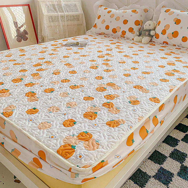 Floral Print Fitted Sheet Modern Cotton Super Soft Bed Sheet Set
