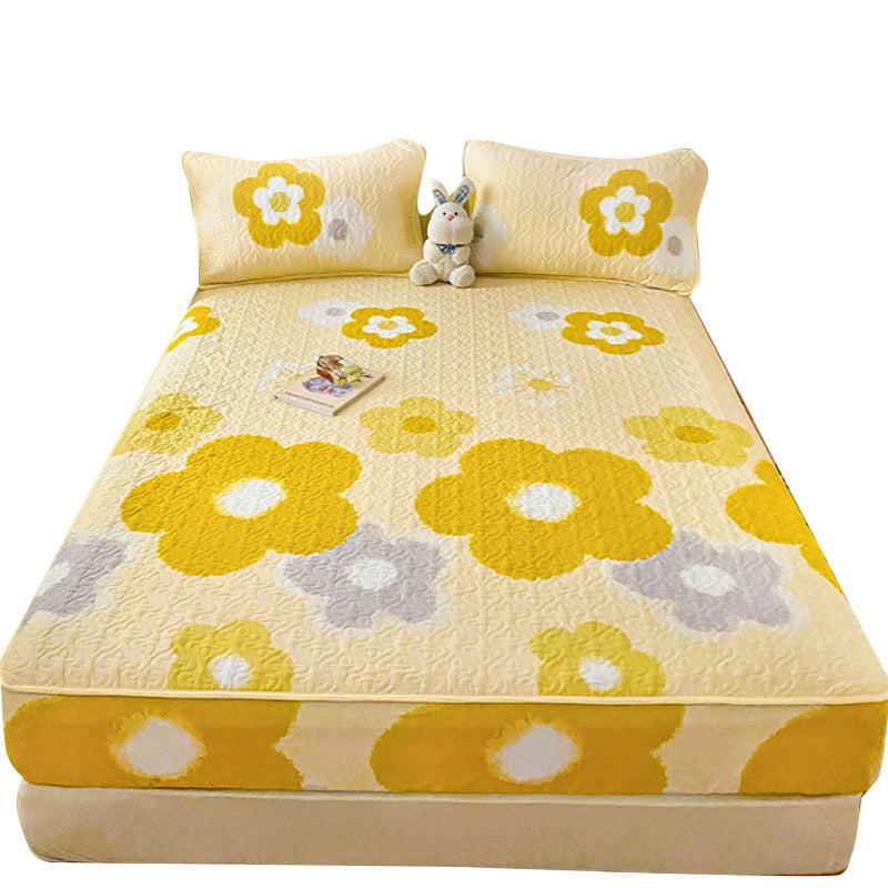Floral Print Fitted Sheet Modern Cotton Super Soft Bed Sheet Set