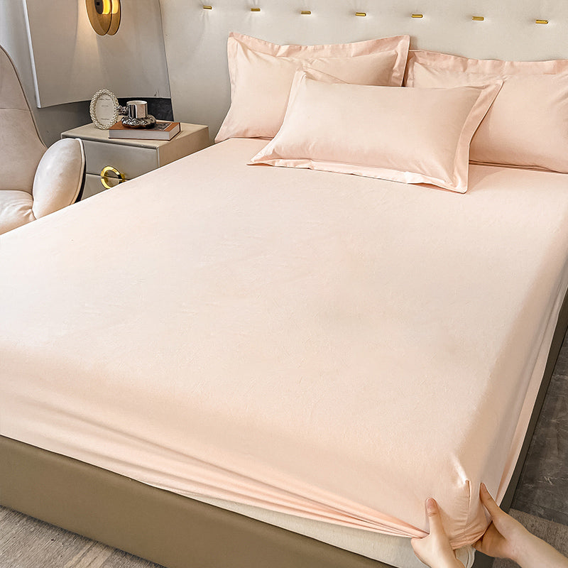Soild Cotton Bed Sheet Set Modern Spring Extra Soft Fitted Sheet