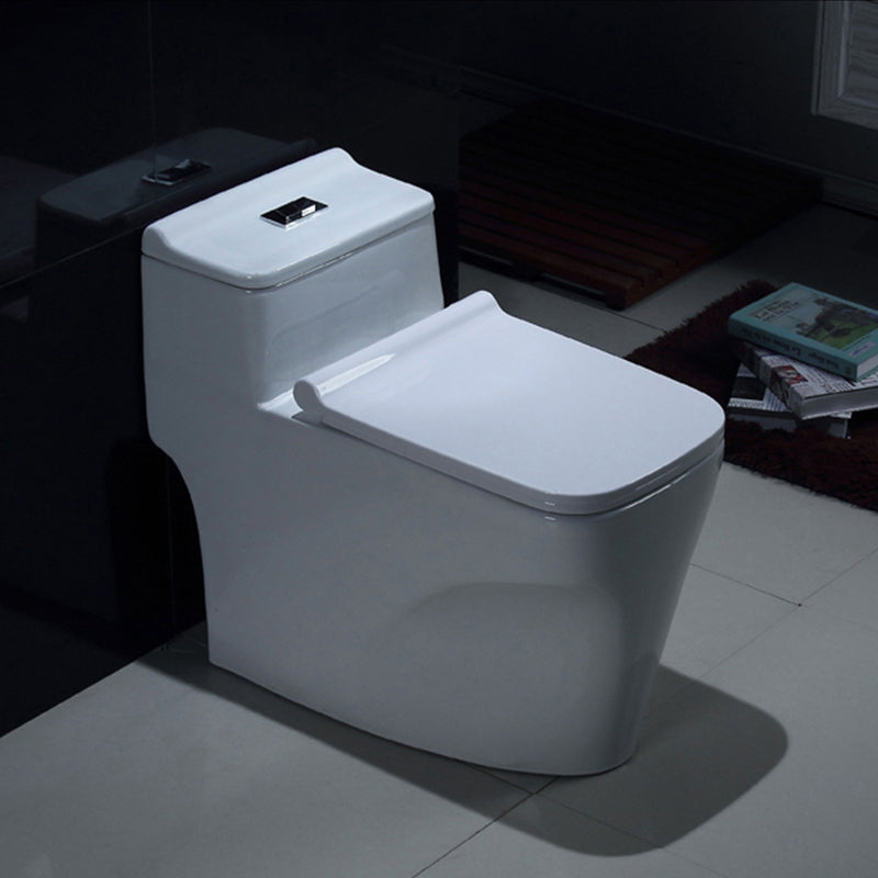 Contemporary White Flush Toilet Floor Mount Toilet Bowl for Washroom