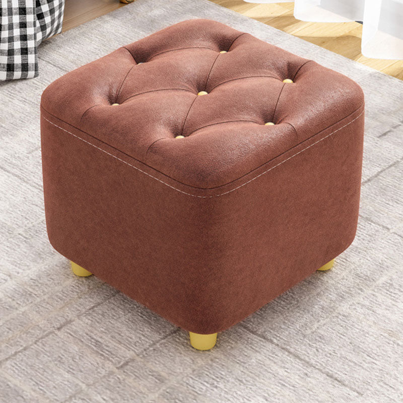 Solid Color Leather Standard Stool Modern Simple Square Upholstered Stool
