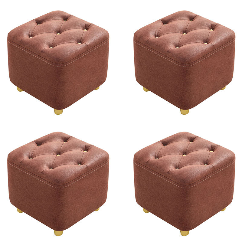 Solid Color Leather Standard Stool Modern Simple Square Upholstered Stool